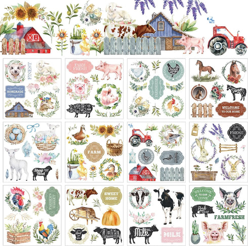 BBTO 12 Sheets Rub on Transfers for Crafts and Furniture Rub on Transfer Stickers Rub on Decals for Wood DIY Paper Home Decor, 5.5 x 5.7 Inch(Rust...