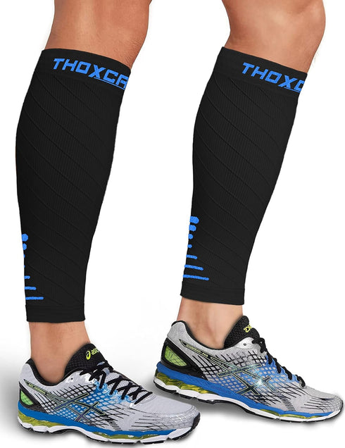 Calf Compression Sleeve for Men Women (1 Pair), Leg Support Footless Compression Socks for Running - Shin Splint Varicose Veins Swelling & Pain Re...