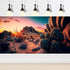 Reptile Habitat Background Colorful Sunset Over Desert Landscape Terrarium Background Cactus and Rocks Gobi Desert Plants Aquarium Background Tank...