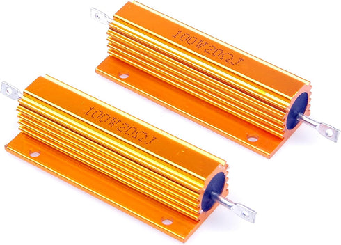 100 Watt 20 Ohm 5% Wirewound Resistor Electronic Aluminium Shell Resistors Gold (Pack of 2)...