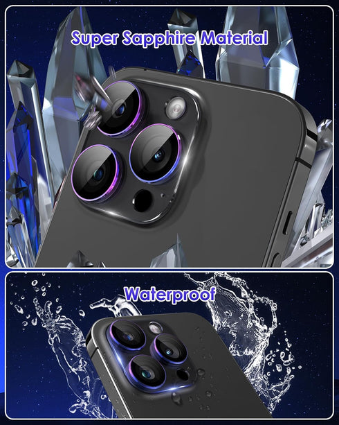 for iPhone 15 Pro/iPhone 15 Pro Max Camera Lens Protector, Clear Acrylic Plus Aluminium Alloy Ring 9H Tempered Glass Screen Camera Cover for iPhon...