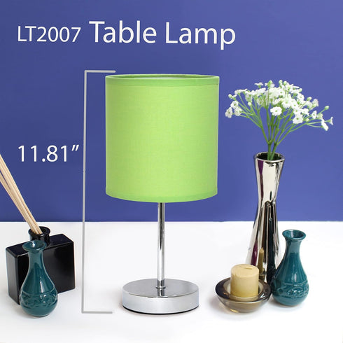 Simple Designs LT2007-GRN Chrome Mini Basic Table Lamp with Fabric Shade, Green...