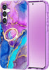 Hekodonk for Galaxy S23 FE 5G Case with Rotation Ring Kickstand Magnetic Car Mount Full Body Shockproof Protection Rugged Slim Marble Cover Case f...
