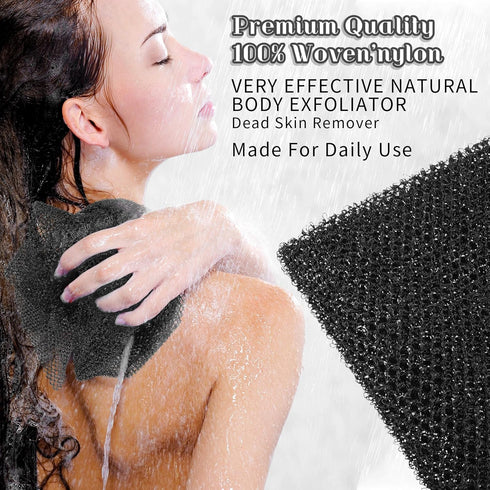 African Bath Sponge Long Net Exfoliating Shower Body Scrubber Flat Back Scrubber Foot Scalp Scrub Dead Skin Removal Skin Smoother for Men Women (B...