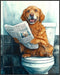Posterizer 1 pcs-drawing style art-funny dog on toilet reading newspaper 1-Bathroom Restroom Art-Art for Animal Lovers-Decor for Home & Office- un...