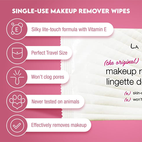 LA Fresh Makeup Remover Wipes with Vitamin E - Make up Remover Wipes for Face, Eyes, Lips - Face Wipes Travel Essentials - Case of 50ct Makeup Wip...