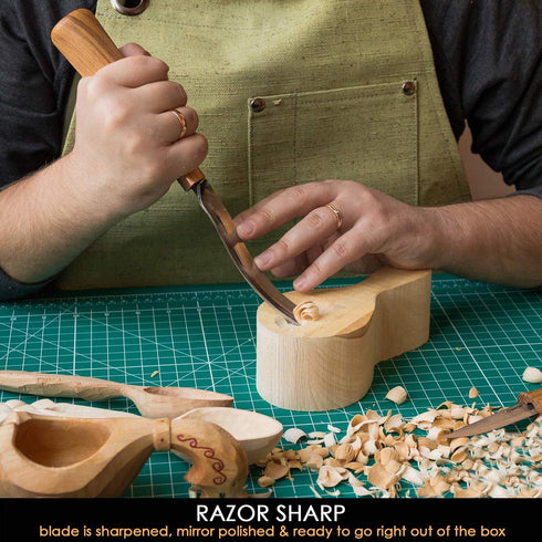 BeaverCraft Wood Carving Gouge 7L/22 Spoon Carving Tools, Chisels - Bowl Gouge, Wood Curved Chisel - Whittling Spoon Knife...