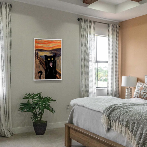 TYOHU Scream Funny Black Cat Poster Retro Trendy Sunset Glow Cat Canvas Wall Art Funky Preppy Prints Painting Colorful Abstract Farmhouse Gallery ...