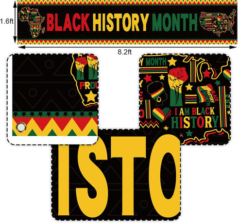 Nepnuser Black History Month Fence Banner Afro African American National Holiday Party Decorations Large Home Garden Yard Hanging Sign-1.6 * 8.2ft...