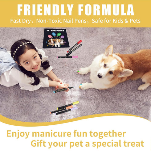Dog Nail Polish Pens Quick Dry,12 Colors Pet Nail Polish Kit for Dogs,Cats or Birds,Dog Safe Nail Polish and Easy to Apply,Nail Polish Pens for Do...