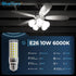 BlueStars 4-Pack 10W (100 Watt Equivalent) 1100 Lumens, 6000K Cool White, E26/E27 Medium Base, Non-Dimmable Tubular LED Corn Light Bulbs...