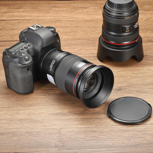 PATIKIL 82mm Lens Hood, Wide Angle Matte Surface Anti-reflective Inside Hood with Cap and Cleaning Cloth for Camera Lens, Black for Nikon, for Fuj...