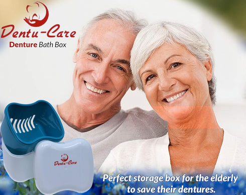 Denture Case with 2 Denture Cleaning Brushes, Retainer Case with Lid and Draining Basket for Cleaning and Storing…...