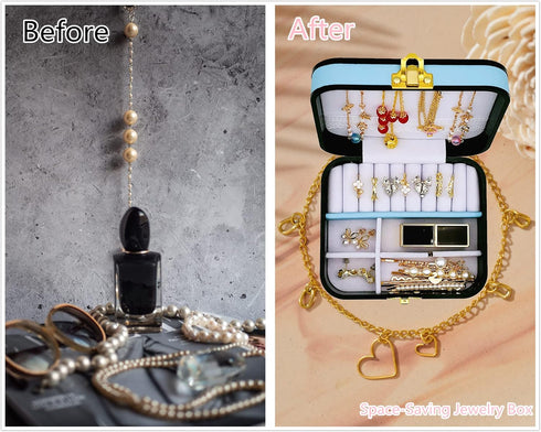 Jewelry Box, Ring Box with Waterproof PU Leather, Large Capacity Earring Necklace Organizer, Travel Jewelry Case Holder Storage for Women Man(Blue...