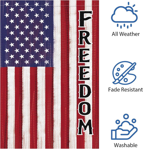 American Freedom Flag USA Garden Flag 12x18 Inch Double Sided, Patriotic 4th of July Yard Flag for Independence Day Outdoor House Decorations (ONL...