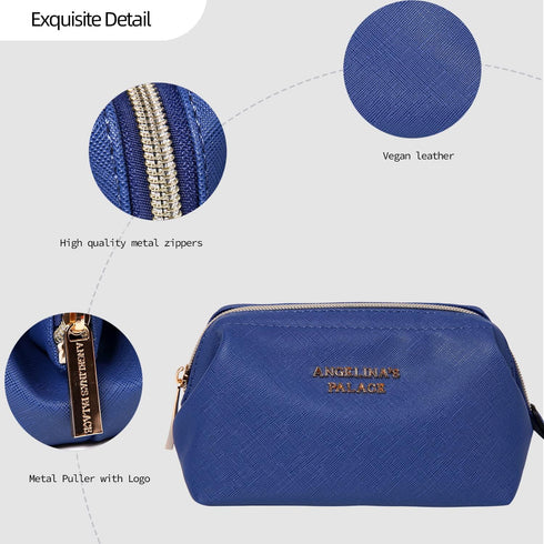 Angelina's Palace Vegan Leather Waterproof Travel Cosmetic Bag Toiletry Organizer Makeup Pouches(dark chambray)......