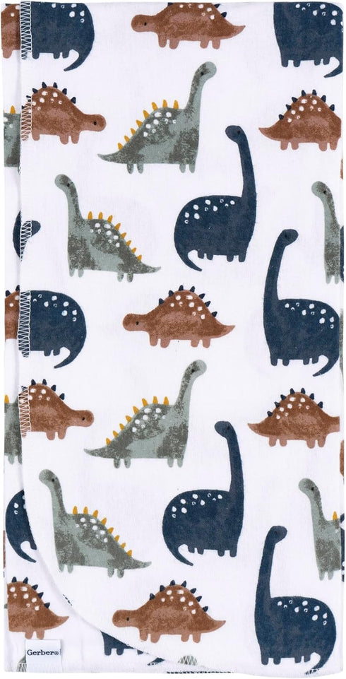 Gerber Unisex Baby 100% Cotton Flannel Receiving Blankets 30x30 Inches (Pack of 4), Dino Time, One Size...