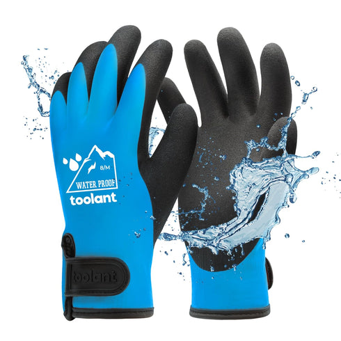 100% Waterproof Gloves for Men and Women, Winter Work Gloves for Cold Weather, Touchsreen, Thermal Insulated Freezer Gloves, With Grip, Blue, Medi...