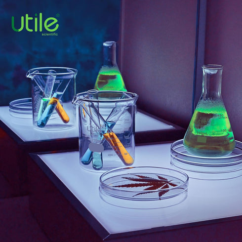 Utile Glass Erlenmeyer Flask Set, 50ml Narrow Mouth Erlenmeyer Flasks, 6pcs of Borosilicate 3.3 Glass Conical Flasks for Laboratory with Printed G...