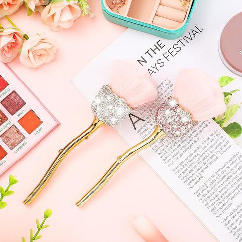 Tessco 2 Pieces Rose Flower Nail Dust Brush Makeup Brush Large Face Powder Makeup Brushes Dust Powder Remover Foundation Makeup Brush Powder Brush...