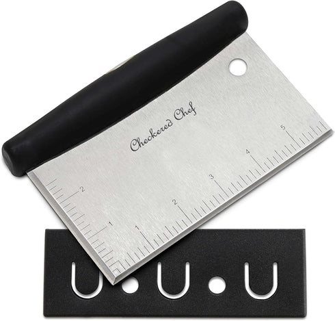Checkered Chef Dough Scraper And Chopper - Pastry Cutter, Icing Smoother, Bench Scraper Knife Stainless Steel With Plastic Cover...