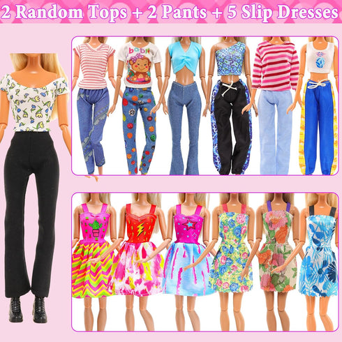 15 Set Doll Clothes for 11.5 Inch Doll Include 2 Sequins Dresses 6 Outfits Tops and Pant/Short/Skirts 7 Fashion Dresses for 11.5 Inch Fashion Doll...