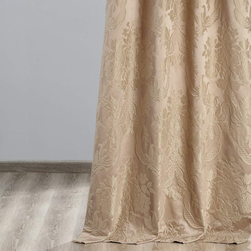 HPD Half Price Drapes Designer Damask Curtains for Room Decoration 96 Inches Long Faux Silk Room Darkening Curtains (1 Panel), 50W x 96L, Beige & ...