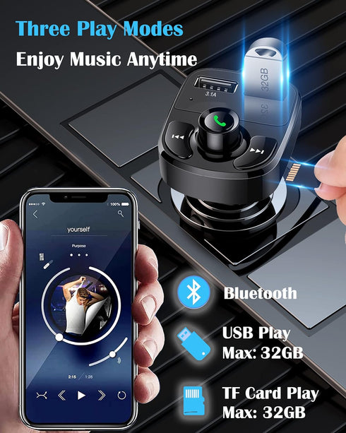 Handsfree Call Car Charger,Wireless Bluetooth FM Transmitter Radio Receiver,Mp3 Audio Music Stereo Adapter,Dual USB Port Charger Compatible for Al...