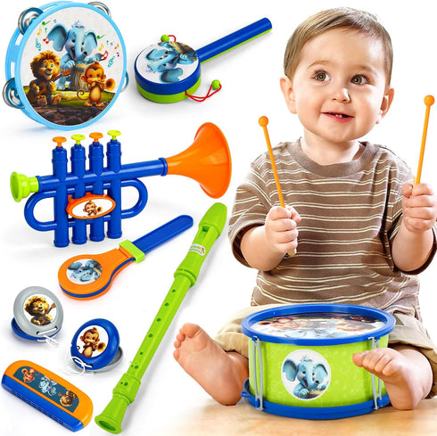 TOY Life Baby Musical Instruments, Musical Toys for Toddlers 1-3, Baby Drum Set Kids Musical Instruments, Preschool Educational Toy Instruments Bi...