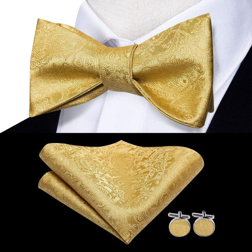 Hi-Tie Men Ties Bowtie Set Woven Silk Necktie Bow Tie and Pocket Square Cufflinks Set with Tie Clip or Flower Lapel Pin...