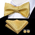 Hi-Tie Men Ties Bowtie Set Woven Silk Necktie Bow Tie and Pocket Square Cufflinks Set with Tie Clip or Flower Lapel Pin...