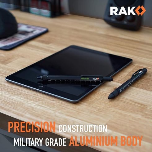 RAK Multi-Tool 2Pc Pen Set - LED Light, Touchscreen Stylus, Ruler, Level, Bottle Opener, Phillips Screwdriver, Flathead, and Ballpoint Pen...