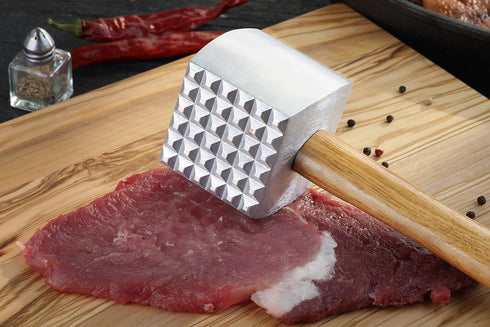 New Star Foodservice 36398 Wood Handle Aluminum Meat Tenderizer/Mallet/Hammer, 13-Inch Overall...