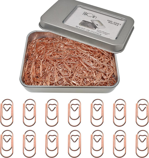 200 Pcs Small Paper Clips Rose Gold Heart Paper Clip Bookmark Clips for Wedding Home Office School, Gifts Idea (Mini, 200 Pcs, Rose Gold)...