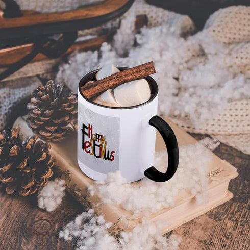 3dRose Happy Festivus Red Mug, Black/White, 11 oz...
