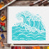 FINGERINSPIRE Sea Waves Drawing Painting Stencils Templates 11.8x11.8 inch Plastic Stencils Decoration Square Reusable Stencils for Painting on Wo...