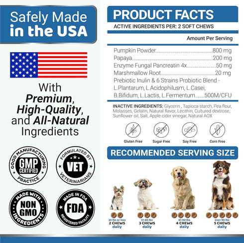 Probiotics for Dogs and Digestive Enzymes - 170 Dog Probiotics Chews - Dog Probiotic - Anti Diarrhea, Upset Stomach & Gas Relief, Constipation, Ca...