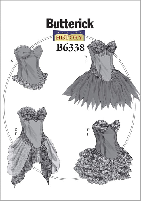 Butterick Patterns B6338 Curved-Hem Corsets & Skirts, A5 (6-8-10-12-14)...