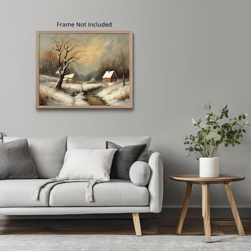 Posterizer 1 pcs-snowy winter nature scene in oil painting style-1-Landscape & Nature Art-GIft for Men Women Teens-Living Room Bedroom Decor- unfr...