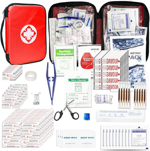 Travel-First Aid-Kit Car-Home 300PCS Survival-Kit Outdoor-Adventure - Small Portable Red Emergency Essential Sets Office Hiking Camping Business P...