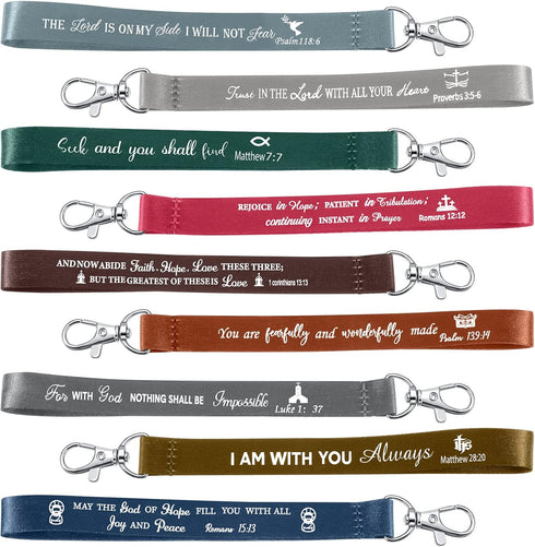 45 Pieces Christian Keychains Bulk Inspirational Bible Verse Key Chains Polyester Scripture Keyrings Religious Party Gifts (Dark, Classic)...
