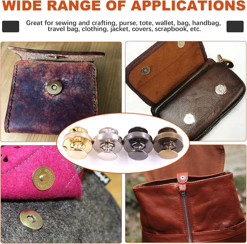 Tanstic 44 Sets 4 Color 18MM Round Magnetic Snap Sets, Strong Magnetic Button Clasps Double-Sided Magnetic Leather Snaps for Clothes, Jackets, Jea...