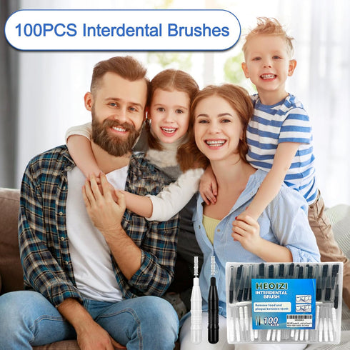 100PCS Interdental Brushes 2 Sizes, 360° Bendable Soft Bristles Braces Brush Dental Brushes Between Teeth Gum Interdental Brushes for Gum Braces O...
