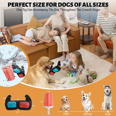 Squeaky Plush Dog Toys,Interactive Plush Dog Toy Stuffed Plush Dogs Chew Toy for Small Medium Large Breed Chewer,Durable Drink and Glasses Toys wi...