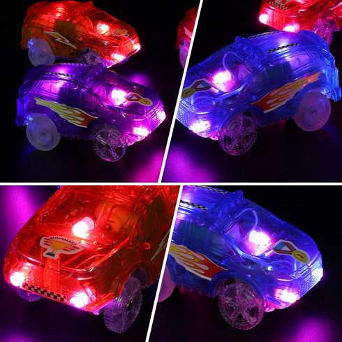 Tracks Cars Replacement only, Toy Cars for Tracks Glow in The Dark, Magic Car Accessories with 5 Flashing LED Lights, Compatible with Most Tracks ...