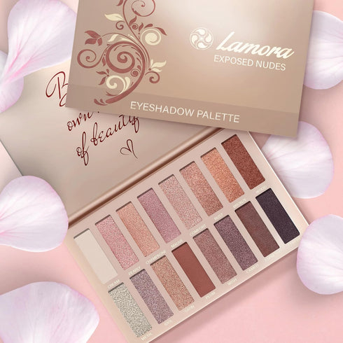 Lamora Eyeshadow Palette Makeup - Eye Makeup Palette with 16 Highly Pigmented Matte & Shimmer Shades - Vegan & Blendable...