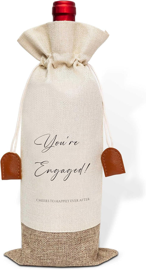 Wedding Wine Bag, Engagement Gifts for Couples, Cotton Linen Wine Gift Bag With Drawstring, Wine Champagne Bottle Gift Bag, Wedding Gift for Women...