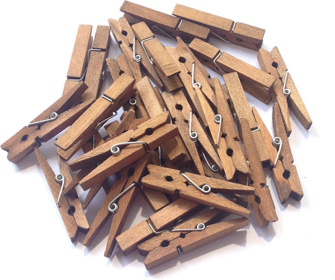 LWR CRAFTS Wooden Small Clothespins 1-7/8" 4.8cm 50 Pieces Per Pack (Jacobean)...