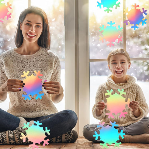PerKoop 100 Pcs 6 Inch Large Snowflakes Cutouts Paper Winter Holographic Snowflakes Bulletin Board Cutouts Double-sided Winter Snowflakes for DIY ...