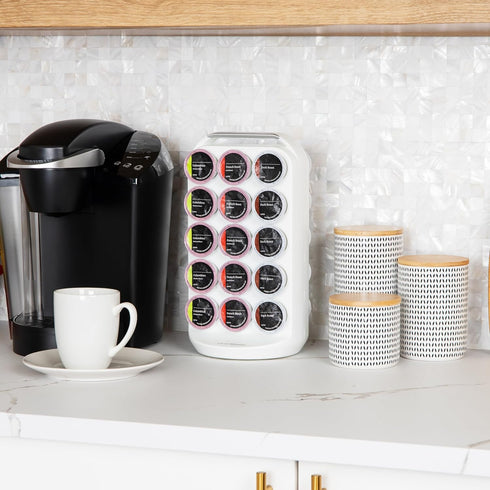 Mind Reader Single Serve Coffee Pod Carousel, 30 Pod Capacity, Countertop Organizer, 6.75"L x 6.25"W x 12.5"H, White...